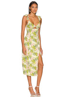 Cami NYC Milan Dress in Tropics;Tropical Printed Midi Dress;Tropical Printed Cutout Dress;Guest DRess;Summer Guest DRess;Floral Midi Dress;Cami NYC Tropical Print Dress