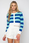 Central Park West Clothing Yasmin Cropped Cardigan Style C13418 in Blue Raz; 