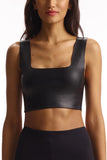 Commando Commando Faux Leather Crop Top Style FLT100 COC in Cocoa;Faux Leather Cropped Tank;Cropped Tank;Commando Faux Leather; 