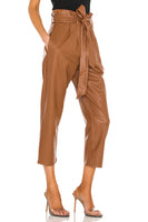 Commando Faux Leather Paperbag Pant Style Number SLG451 COC in Cocoa;Leather Paperbag Pant;Faux Leather Paperbag waist pant