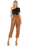 Commando Faux Leather Paperbag Pant Style Number SLG451 COC in Cocoa;Leather Paperbag Pant;Faux Leather Paperbag waist pant