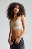 Commando Commando Faux Leather Crop Top Style FLT100 COC in Cocoa;Faux Leather Cropped Tank;Cropped Tank;Commando Faux Leather; 
