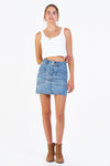 Dear John Denim QUINN SUPER HIGH RISE SKIRT Style DKM81B130BWD in BEACHWOOD;Denim Mini Skirt;High Rise Denim Mini Skirt;Dear John Denim High Rise Denim Mini Skirt; 