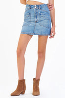 Dear John Denim QUINN SUPER HIGH RISE SKIRT Style DKM81B130BWD in BEACHWOOD;Denim Mini Skirt;High Rise Denim Mini Skirt;Dear John Denim High Rise Denim Mini Skirt; 