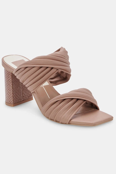 Dolce Vita Pilton Heels in Cafe Stella;Heeled slide sandal