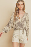 Dress Forum Clothing Endless Flower Patch Kimono Top Style FT9638 in Dried Lavender;Women's Pre Fall Top;Batwing Printed Blouse
