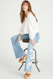 Driftwood Jeans Farrah X Daisy Daydream Style DW-41782S in Light Wash;Driftwood Embroidered Flare Jeans