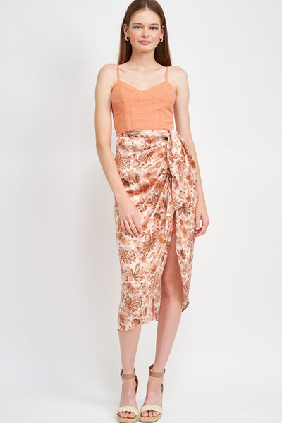 En saison clothing Skye Wrap Dress Style IEH2869D in Dusty Pink;Mixed Media Dress; 