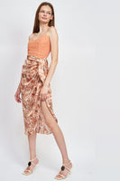 En saison clothing Skye Wrap Dress Style IEH2869D in Dusty Pink;Mixed Media Dress; 