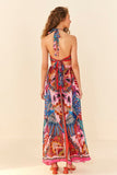 Farm Rio Macaw Scarf Dress Style 305798 in Macaw Scarf Pink;Farm Rio Maxi Dress;Summer Scarf Dress;Macaw Printed Summer Maxi Dress;Tropical Printed SUmmer Dress