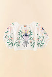 Farm Rio Summer Garden Embroidered Crop Top Style 306110 in Off White; 