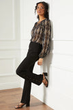 Fifteen Twenty Clothing Button-Up Hem Pants Style 3F09089 Blk in Black;stretch twill pants;Button Up Leg pants;Fifteen Twenty Button Pants; 