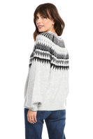 Fifteen Twenty Clothing Jacquard Sweater Style 3F89320 GRA in Grey;Fair Isle Print Sweater;Women's Fall Sweater
