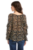 Fifteen Twenty Clothing KEYHOLE RUFFLE SLEEVE TOP Style 3F33505 PRT;Women's floral Ruffle Blouse;Fifteen Twenty Floral Ruffle Top;Floral Top;Floral Fall Blouse