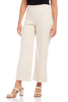 Fifteen Twenty Clothing Wide Leg Leather Cropped Pants style 1F47013 in Ecru;women's spring crapped faux leather trouser pant in ecru;