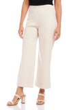 Fifteen Twenty Clothing Wide Leg Leather Cropped Pants style 1F47013 in Ecru;women's spring crapped faux leather trouser pant in ecru;