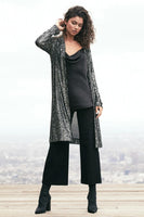 Fifteen Twenty Sequin Duster Style Number 4F25578 STE in Steel;Sequin Duster;Sparkle Duster;Women's Holiday Sparkle Duster;Women's Holiday Sequined Cardigan