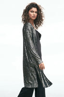 Fifteen Twenty Sequin Duster Style Number 4F25578 STE in Steel;Sequin Duster;Sparkle Duster;Women's Holiday Sparkle Duster;Women's Holiday Sequined Cardigan