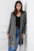 Fifteen Twenty Sequin Duster Style Number 4F25578 STE in Steel;Sequin Duster;Sparkle Duster;Women's Holiday Sparkle Duster;Women's Holiday Sequined Cardigan