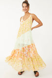 Free People Luna Grace Maxi Dress Style Number OB1436561 in Mango Combo;mixed florals maxi dress;summer maxi dress;free people dresses