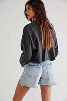 Free People Maggie Mid Rise Short Style Number OB1450611 in Light Stone;FRee PEople Short;Free PEople Denim Short;Women's destructed denim jean shorts