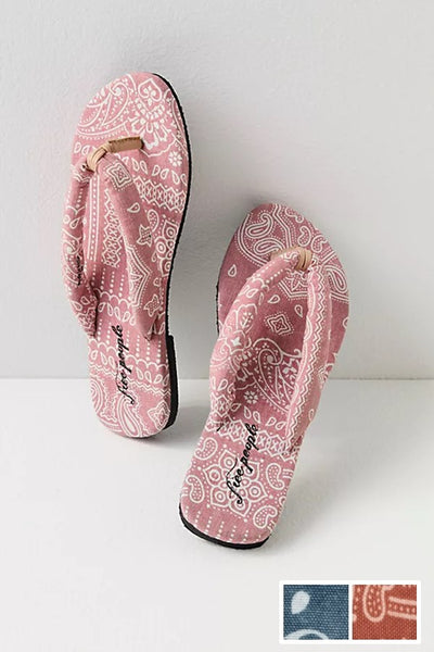 Free People Shoes Es Verdra Organic Cotton Thong Sandals Style OB1632260 in Pink, Terracotta or Azure;Bandanna Flip Flop;Free People Bandanna Flip Flop Thong Sandal; Cotton Flip Flop Sandal;Organic Cotton Flip Flop Sandal
