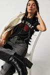 Free People Stare Flower Tee Style OB1666086 in Washed Black NY;Free PEople NY Tee;New York Tee; 