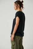 Free People Stare Flower Tee Style OB1666086 in Washed Black NY;Free PEople NY Tee;New York Tee; 