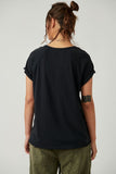 Free People Stare Flower Tee Style OB1666086 in Washed Black NY;Free PEople NY Tee;New York Tee; 