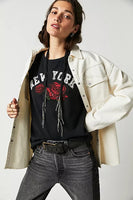 Free People Stare Flower Tee Style OB1666086 in Washed Black NY;Free PEople NY Tee;New York Tee; 