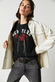 Free People Stare Flower Tee Style OB1666086 in Washed Black NY;Free PEople NY Tee;New York Tee; 