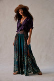 Free PEople Sweet Arrival Wide Leg Pants Style OB1648834 in Teal Combo; 