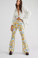 Free People Venice Beach Printed Flare Style OB1493823 in Sky Combo Cali Poppi;Free People Floral Flare Jeans;