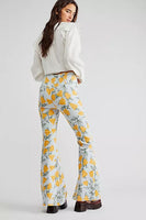 Free People Venice Beach Printed Flare Style OB1493823 in Sky Combo Cali Poppi;Free People Floral Flare Jeans;
