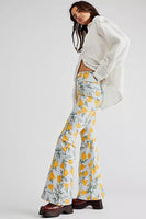 Free People Venice Beach Printed Flare Style OB1493823 in Sky Combo Cali Poppi;Free People Floral Flare Jeans;