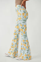 Free People Venice Beach Printed Flare Style OB1493823 in Sky Combo Cali Poppi;Free People Floral Flare Jeans;