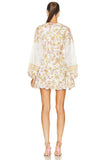 Hemant and Nandita Aira Dress Style HN-AIRA-5328 in Off White;elevated floral spring dress;ocassional dress;event dress;feminine dress; white long sleeve floral dress;hemant & Nandita Floral Short Dress;Hemant & Nandita Dress