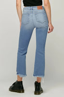 Hidden Denim Jeans Happi Crop Flare With Frayed Uneven Hem Style HD3178C-MD; 