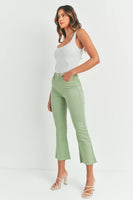 Just Black Denim The Cropped Demi Flare Style BP370-A in Light Sage;Sage Green Cropped FLare Jeans; 