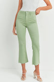 Just Black Denim The Cropped Demi Flare Style BP370-A in Light Sage;Sage Green Cropped FLare Jeans; 