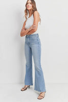 Just Black Denim The Donna Bell Bottom Style BP398J-LT in Light Wash Denim;Women's Light Wash Flare Jeans;Just Black Denim Jeans;Just USA Denim Jeans; 