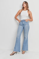 Just Black Denim The Donna Bell Bottom Style BP398J-LT in Light Wash Denim;Women's Light Wash Flare Jeans;Just Black Denim Jeans;Just USA Denim Jeans; 