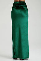 Krisa Clothing Slit Maxi Skirt StyleK2492V EMR in Emeral Green Velvet;Velvet Maxi Skirt;Holiday Velvet Skirt