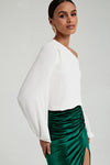 Krisa Clothing Slit Maxi Skirt StyleK2492V EMR in Emeral Green Velvet;Velvet Maxi Skirt;Holiday Velvet Skirt
