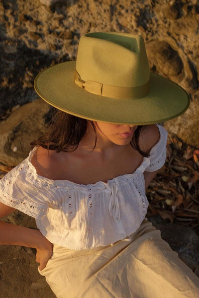 NWT LACK OF COLOR Rancher Cactus Green Brim Ribbon Wool Hat Lack of Color Rancher Cactus Green CACTUSRANCH - Free  main image 4