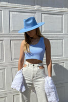 Lack of Color Hats Capri Rancher Style Number CapriRanch in sky blue;women's fedora hat;women's spring rancher style hat;heart shaped face hat