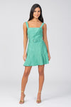 Lavender Brown Clothing Lily Dress Style AYB1896 in jade green;women's belted mini dress;spring dress;tank strap mini dress;summer party dress