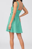 Lavender Brown Clothing Lily Dress Style AYB1896 in jade green;women's belted mini dress;spring dress;tank strap mini dress;summer party dress