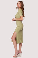 Lost and Wander Clothing Coconut Paradise Midi Dress Dtyle WDKC03771 in Green; 