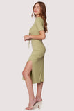 Lost and Wander Clothing Coconut Paradise Midi Dress Dtyle WDKC03771 in Green; 